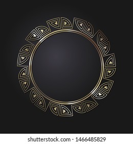 Decorative round ornament with Chinese pattern. Circle frame. Template for printing cards, invitations, books, textiles, engraving, wooden furniture, forging. Vector.
