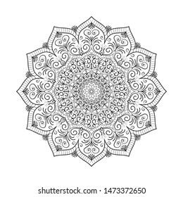 Decorative round ornament in ethnic oriental style. Vector pattern in form of Mandala. Coloring book page good mood.