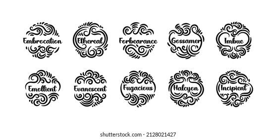 Decorative round ornament in ethnic oriental style with good words. Perfect for printing use such as key chain, greeting card and more. Editable decoration ornament.