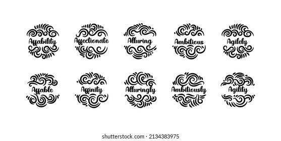 Decorative round ornament in ethnic oriental style with good words. Perfect for printing use such as key chain, greeting card and more. Editable decoration ornament.
