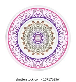 Decorative round ornament. Frame decoration with floral mandala. Vector illustration.