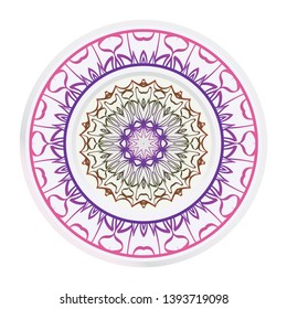 Decorative round ornament. Frame decoration with floral mandala. Vector illustration.