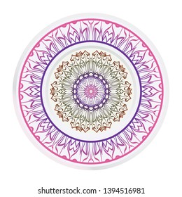 Decorative round ornament. Frame decoration with floral mandala. Vector illustration.
