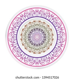 Decorative round ornament. Frame decoration with floral mandala. Vector illustration.
