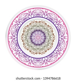 Decorative round ornament. Frame decoration with floral mandala. Vector illustration.