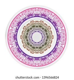 Decorative round ornament. Frame decoration with floral mandala. Vector illustration.