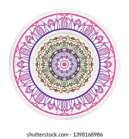 Decorative round ornament. Frame decoration with floral mandala. Vector illustration.