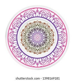 Decorative round ornament. Frame decoration with floral mandala. Vector illustration.
