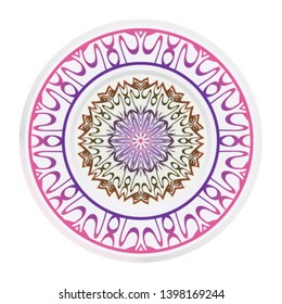 Decorative round ornament. Frame decoration with floral mandala. Vector illustration.