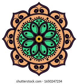 Decorative round ornament isolated on white. Good decoration for the holidays. Perfect for printing, laser cutting.