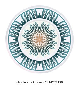 Decorative Round Ornament Mandala From Floral Elements. Vector Illustration. Oriental Pattern. Indian, Moroccan, Mystic, Ottoman Motifs. Anti-Stress Therapy Pattern.