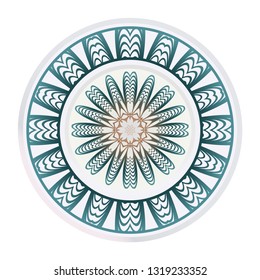 Decorative Round Ornament Mandala From Floral Elements. Vector Illustration. Oriental Pattern. Indian, Moroccan, Mystic, Ottoman Motifs. Anti-Stress Therapy Pattern.