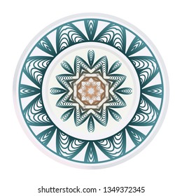 Decorative Round Ornament Mandala From Floral Elements. Vector Illustration. Oriental Pattern. Indian, Moroccan, Mystic, Ottoman Motifs. Anti-Stress Therapy Pattern.