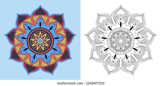 mandala decorativa de ornamento redondo.  mandala, vector, diseño, patrón, fondo, flor, banner, boda, moda, vintage, arte, oro, ramadán