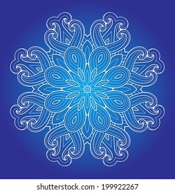Decorative round ornament on a blue background 