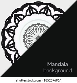Decorative round ornament. Tile pattern. Pattern for plates or dishes. Islamic, indian, arabic motifs. Abstract floral ornament border. Vector illustration