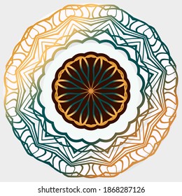 Decorative round ornament. Tile pattern. Pattern for plates or dishes. Islamic, indian, arabic motifs. Abstract floral ornament border. Vector illustration