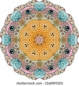 Decorative round ornament. Unusual flower shape. Oriental vector, Anti-stress therapy patterns. Weave design elements. Yoga logos Vector.