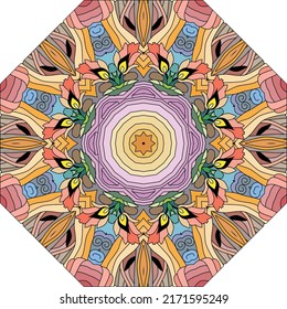 Decorative round ornament. Unusual flower shape. Oriental vector, Anti-stress therapy patterns. Weave design elements. Yoga logos Vector.