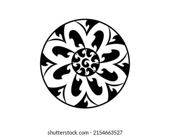 Decorative Round Ornament Vector illustration. Floral Pattern. Geometric Circle, emblem isolated on White Background, Flat Style for Graphic and Web Design.