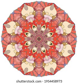 Decorative round ornaments. Unusual flower shape. Oriental vector, Anti-stress therapy patterns. Weave design elements. Yoga logos Vector.