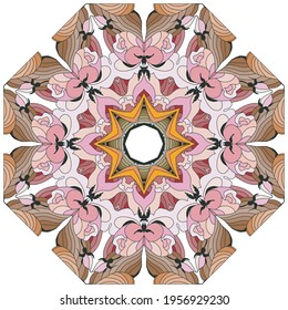 Decorative round ornaments. Unusual flower shape. Oriental vector, Anti-stress therapy patterns. Weave design elements. Yoga logos Vector.