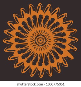 Decorative round pattern. Isolated in black background.