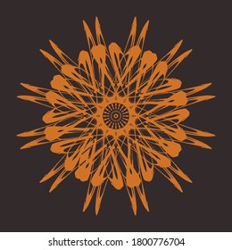 Decorative round pattern, isolated in black background.