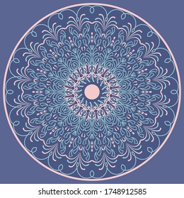 Patrón redondeado decorativo. Motif redondo de cosecha oriental. El adorno. Los diseños abstractos de textura pueden utilizarse para fondos, textiles, envolturas de regalo, plantillas, chales y azulejos de cerámica. Vector.
