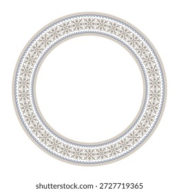 Placa redonda decorativa con patrón árabe. Patrón de Grecia y la antigua Roma. Frontera europea. Típicos motivos egipcios, asirios y griegos. Para la materia textil, grabado, bordado, placa, porcelana. Vector