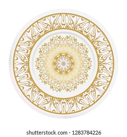 Decorative round plate with mandala from floral elements. Vector illustration. Home decor, interior design.