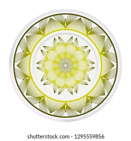 Decorative round plate with mandala from floral elements. Vector illustration. Home decor, interior design.