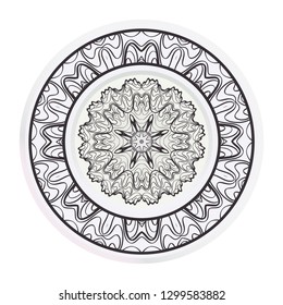 Decorative round plate with mandala from floral elements. Vector illustration. Home decor, interior design. matching decorative plates for interior design.