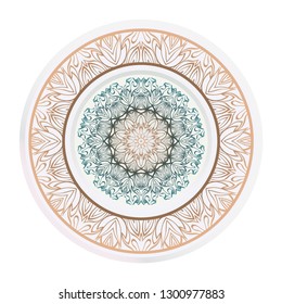 Decorative round plate with mandala from floral elements. Vector illustration. Home decor, interior design. matching decorative plates for interior design.