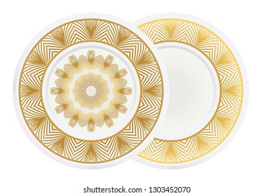 Decorative round plate with mandala from floral elements. Vector illustration. Home decor, interior design. matching decorative plates for interior design.