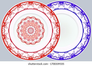 Decorative round plate with mandala from floral elements.Vector  illustration. Home decor, interior design. matching decorative plates for interior design.