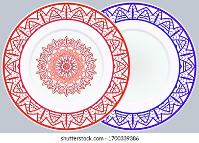 Decorative round plate with mandala from floral elements.Vector  illustration. Home decor, interior design. matching decorative plates for interior design.