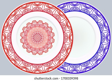 Decorative round plate with mandala from floral elements.Vector  illustration. Home decor, interior design. matching decorative plates for interior design.