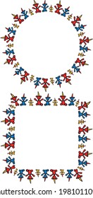 Decorative round and square frames from drawn colorful teddy bears