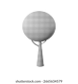 Decorative round tree vector illustration in black and white halftone style with visible branches. Perfect for eco graphics, city landscaping, posters, nature icons, and minimalist design projects.