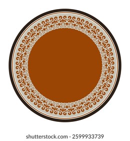 Decorative round vector Kazakh national ornament, persian motif. Abstract Asian element of the national pattern. Decorative round plate with arabic pattern. National round pattern of the ancient nomad