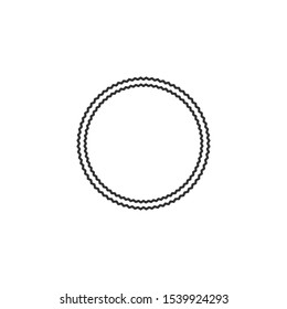 Decorative Round Zigzag Stitched Border Or Sewing Machine Seams Fabric Structure Circle Frame The Vector Illustration Isolated On White Background. Textile Embellishment.