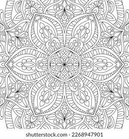 Ilustración de la página del libro de colores de mandala redondeada decorativa