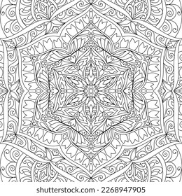 Ilustración de la página del libro de colores de mandala redondeada decorativa