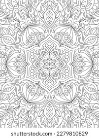 Ilustración de la página del libro de colores de mandala redondeada decorativa