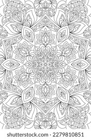 Ilustración de la página del libro de colores de mandala redondeada decorativa