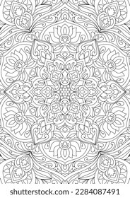 Ilustración de la página del libro de colores de mandala redondeada decorativa