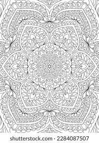 Ilustración de la página del libro de colores de mandala redondeada decorativa