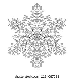 Ilustración de la página del libro de colores de mandala redondeada decorativa