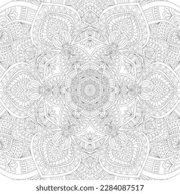 Ilustración de la página del libro de colores de mandala redondeada decorativa
